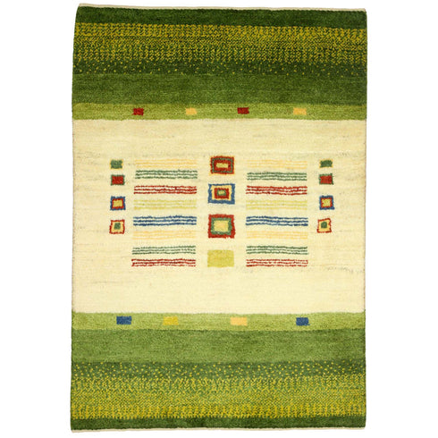 ギャッベ絨毯「レインボーカラーの文様」10009584【139×95】