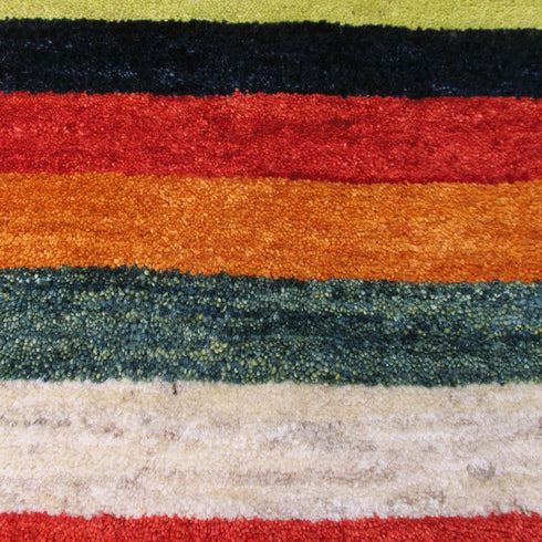 ギャッベ絨毯 「太ボーダーで魅せる彩り絨毯」 10022083【126×75】