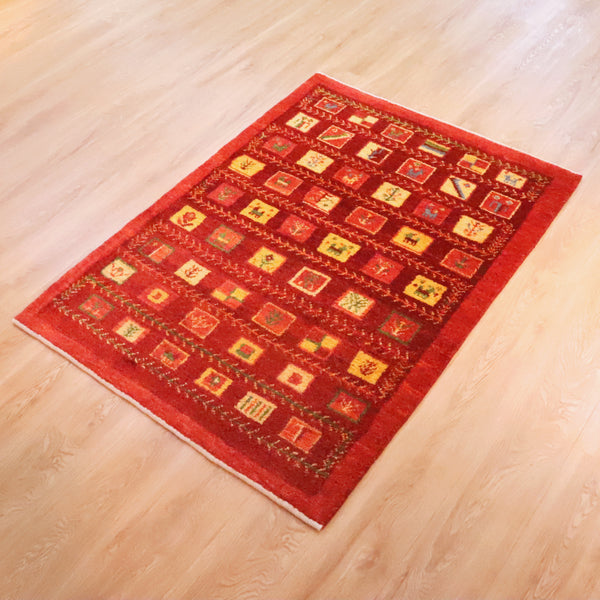 ギャッベ絨毯「細かい文様がたくさん」10027776【145×107】