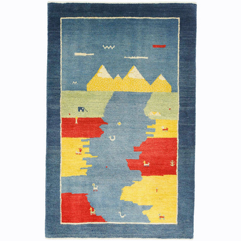 ギャッベ絨毯 「白ヤギさん」 10032446【131×83】