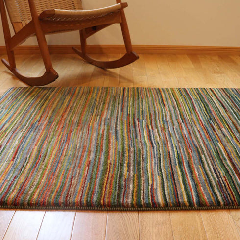 ギャッベ絨毯「カラフルボーダー模様」10032880【146×100】
