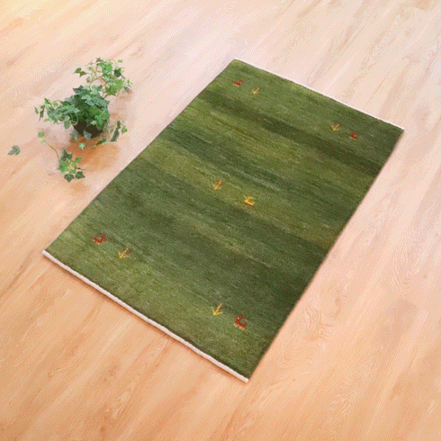 ギャッベ絨毯 「草原をお散歩」 10033270【119×77】