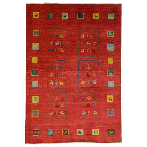 ギャッベ絨毯「羊さんの学校?」10034135【149×102】