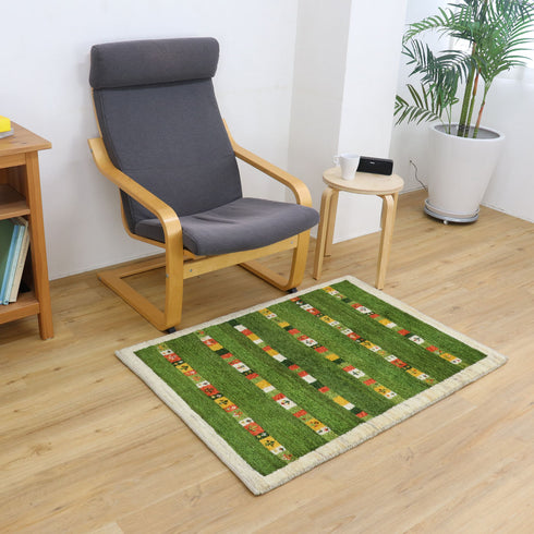 ギャッベ絨毯 「芝生と花壇」 10047233【117×84】