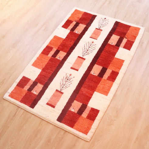 ギャッベ絨毯「羊さんのマンション?」10047380【158×103】