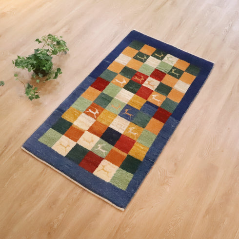 ギャッベ絨毯 「躍動感」 10052621【132×71】