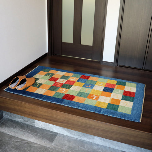 ギャッベ絨毯 「躍動感」 10052621【132×71】