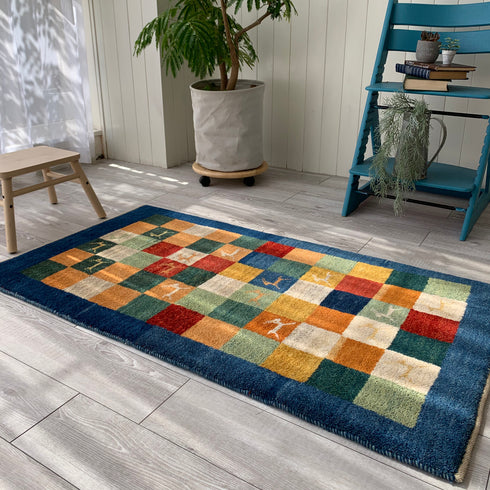 ギャッベ絨毯 「躍動感」 10052621【132×71】