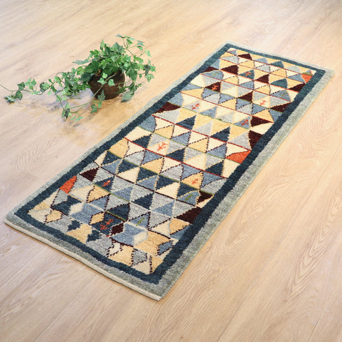 ギャッベ絨毯「ステンドグラスの彩り」10082213【141×52】