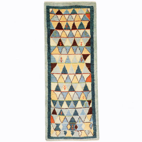 ギャッベ絨毯「ステンドグラスの彩り」10082213【141×52】