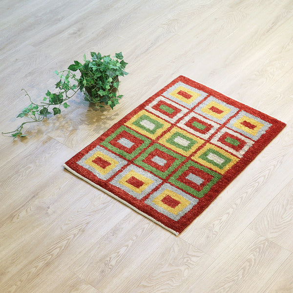 ギャッベ絨毯「水を抱く、赤の大地」10084744【72×56】