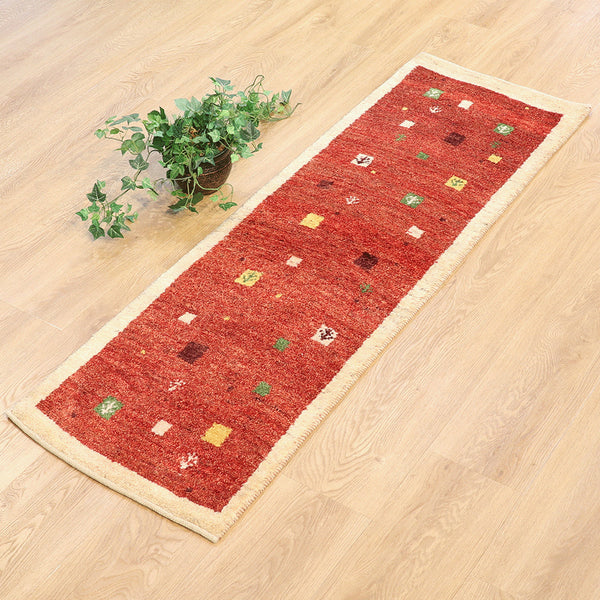 ギャッベ絨毯「散りばめられた四角形」10096257【148×41】