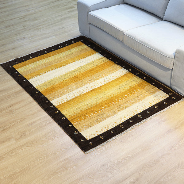 ギャッベ絨毯「生命の樹が巡るボーダーデザイン」10102926【174×117】