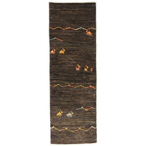 ギャッベ絨毯「ラクダさんの山登り」10104788【148×49】