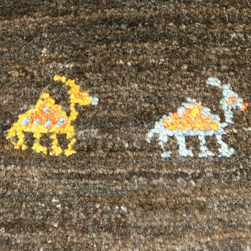 ギャッベ絨毯「ラクダさんの山登り」10104788【148×49】