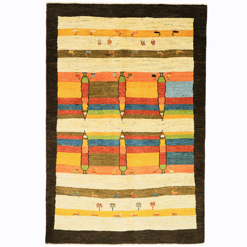 ギャッベ絨毯「糸杉と踊る色彩」10108311【176×117】