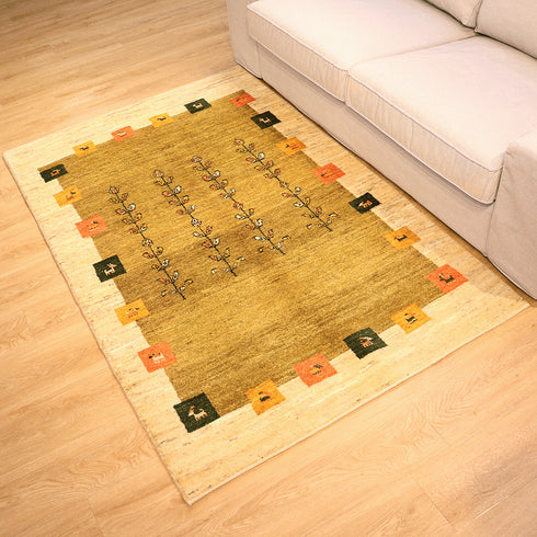 ギャッベ絨毯「生命の樹の背比べ」10108325【181×116】