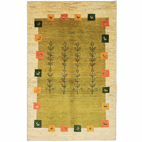 ギャッベ絨毯「生命の樹の背比べ」10108325【181×116】