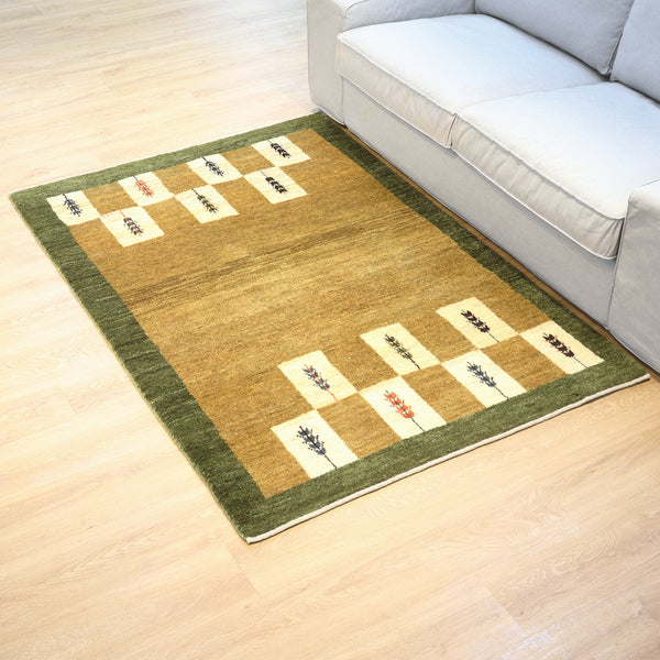 ギャッベ絨毯 「落ち着いたグリーン」10108434【174×118】