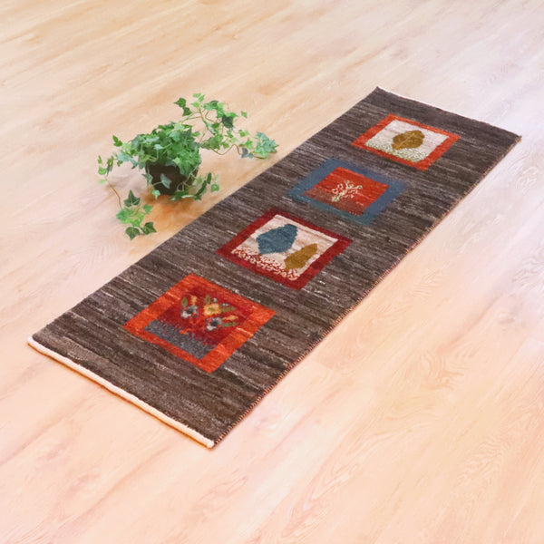 ギャッベ絨毯「生命の樹の絵画?」10110262【154×50】