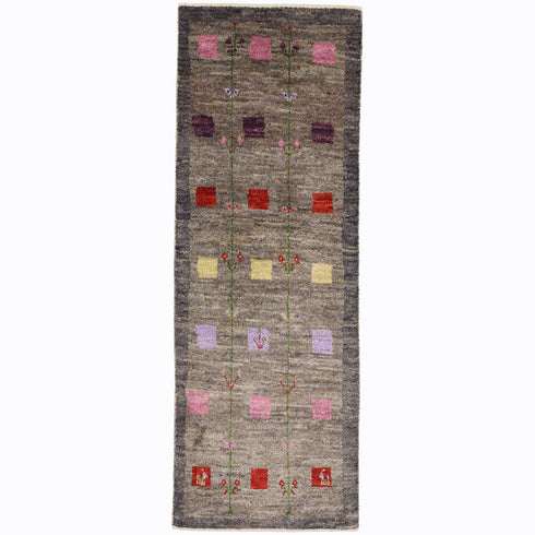 ギャッベ絨毯「穏やかな灰色の調べ」10119930【147×52】