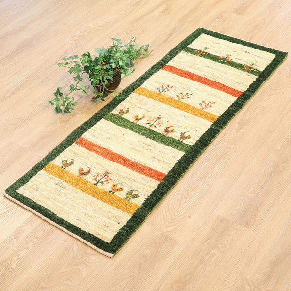 ギャッベ絨毯「鳥さんのお散歩」10122923【147×52】