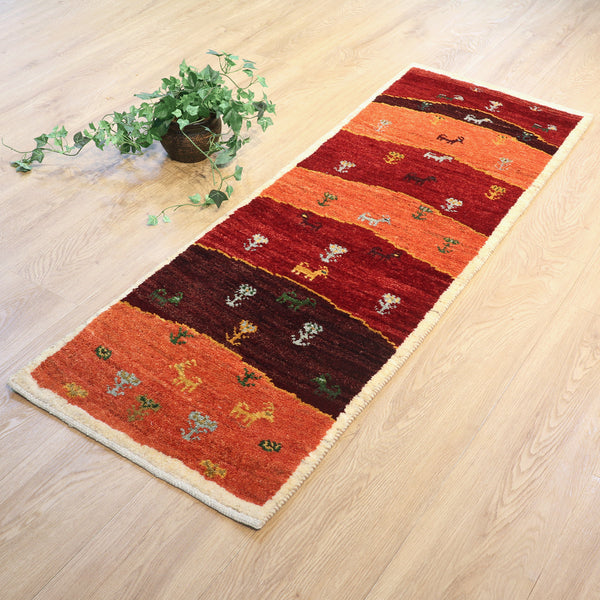 ギャッベ絨毯「夕暮れの風景」10122990【144×51】