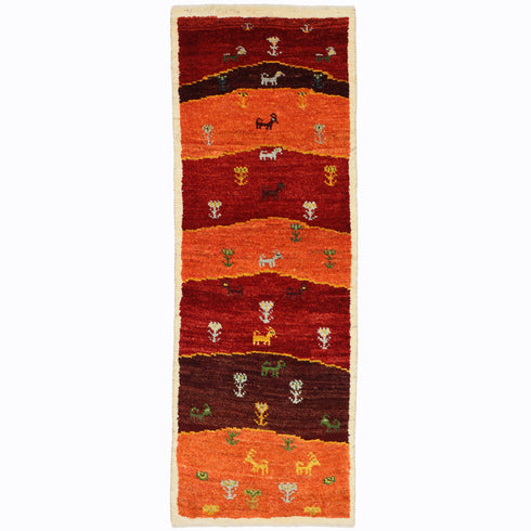 ギャッベ絨毯「夕暮れの風景」10122990【144×51】