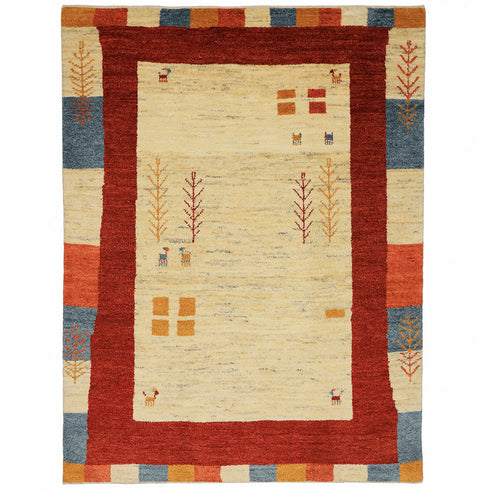 ギャッベ絨毯「仲良しの羊さん発見!」10123278【203×151】