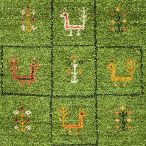 ギャッベ絨毯「クジャクさんの森林浴」10135831【145×98】