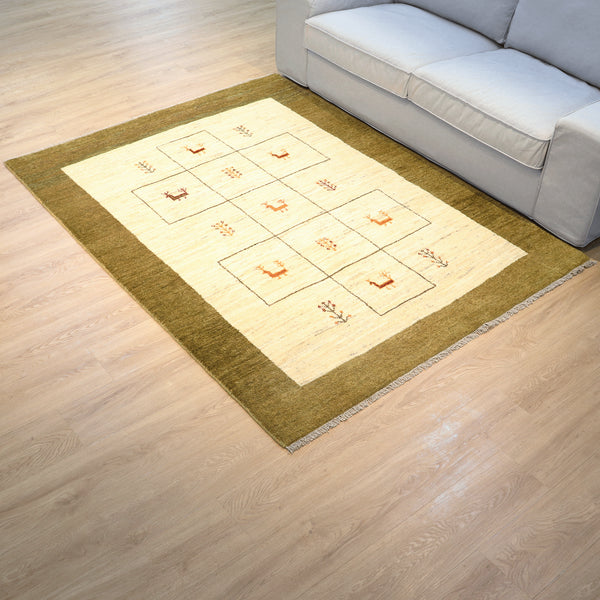 ギャッベ絨毯「おしゃれなクジャクさん」10135950【194×148】