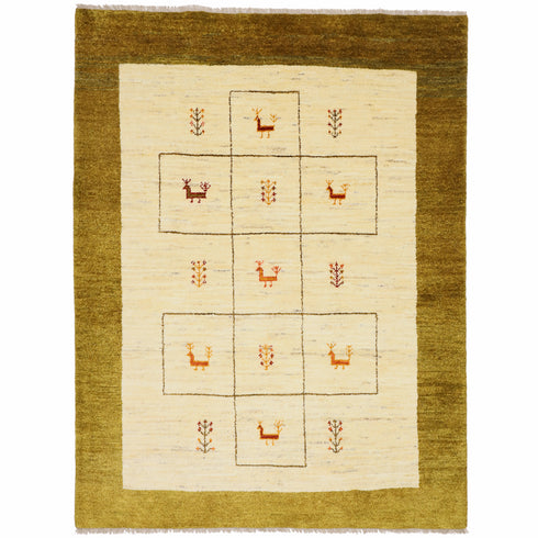 ギャッベ絨毯「おしゃれなクジャクさん」10135950【194×148】