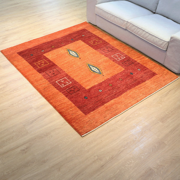 ギャッベ絨毯「葉っぱのような糸杉」10135976【190×153】