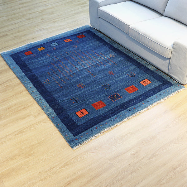 ギャッベ絨毯「藍の夜に灯る祈り」10141675【196×145】