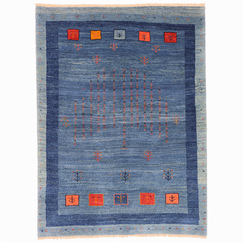 ギャッベ絨毯「藍の夜に灯る祈り」10141675【196×145】