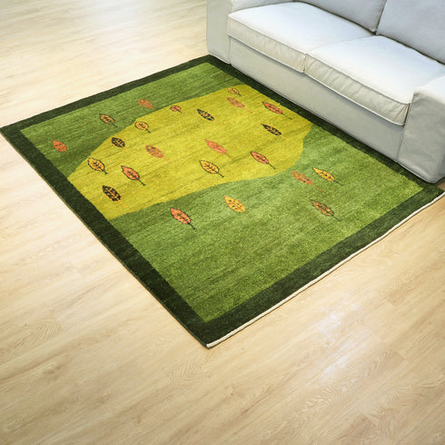 ギャッベ絨毯「新緑?紅葉?」10148377【193×156】