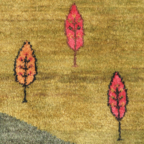 ギャッベ絨毯「新緑?紅葉?」10148377【193×156】