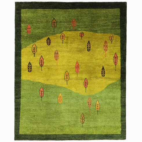 ギャッベ絨毯「新緑?紅葉?」10148377【193×156】