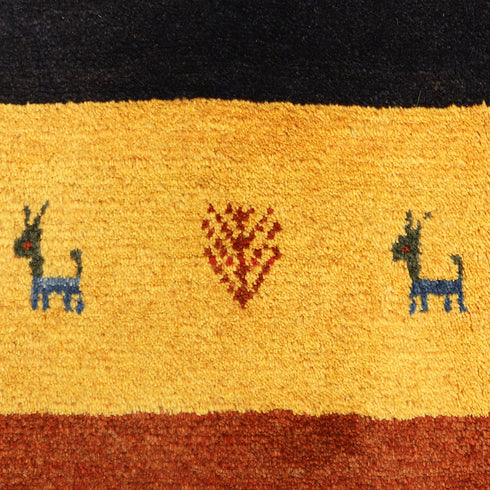 ギャッベ絨毯「カラフルなボーダー模様」10150017【180×121】