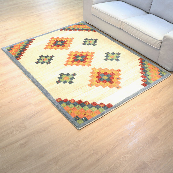 ギャッベ絨毯「ひし形の中に羊さん」10154161【190×152】