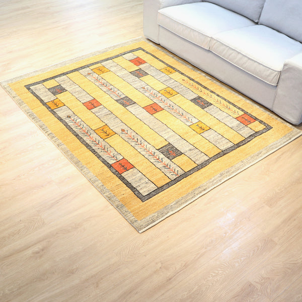 ギャッベ絨毯「あみだくじ?」10154167【197×152】