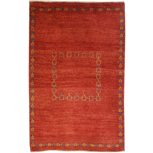 ギャッベ絨毯「手つなぎ四角形」8336263【155×100】