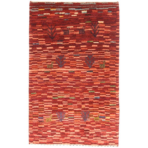 ギャッベ絨毯「赤レンガ風?」9112819【121×76】