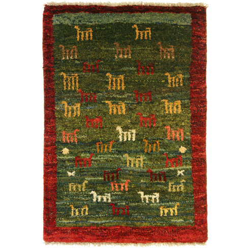 ギャッベ絨毯 「ヤギさんがいっぱい」 9119061【88×59】