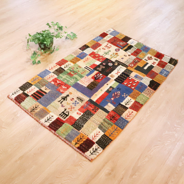ギャッベ絨毯 「パッチワーク」 9119582【138×84】