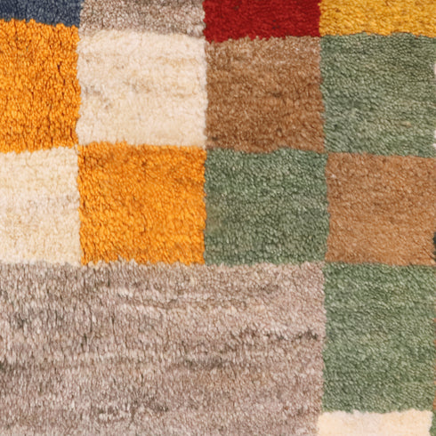 ギャッベ絨毯「市松模様のゆらぎ」9130583【218×160】