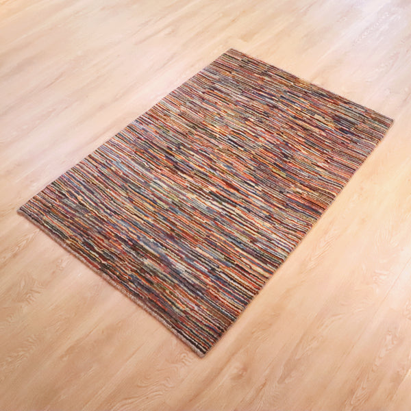 ギャッベ絨毯「ゆらぎのライン」9131369【144×97】