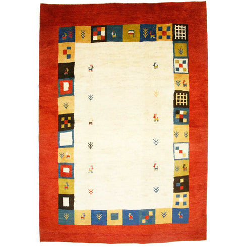 ギャッベ絨毯「カラフルな枠」9133137【295×206】