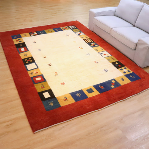 ギャッベ絨毯「カラフルな枠」9133137【295×206】