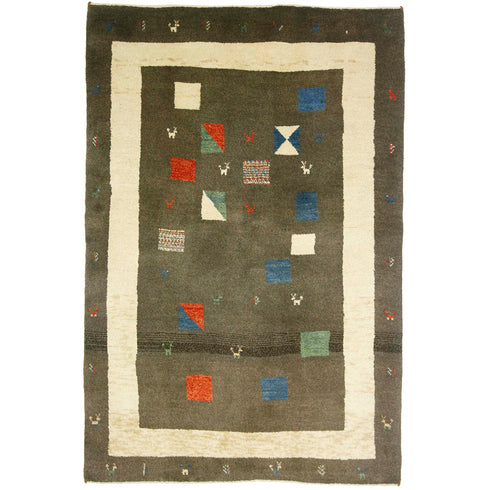 ギャッベ絨毯「カラフルな四角形」 9134661【179×119】